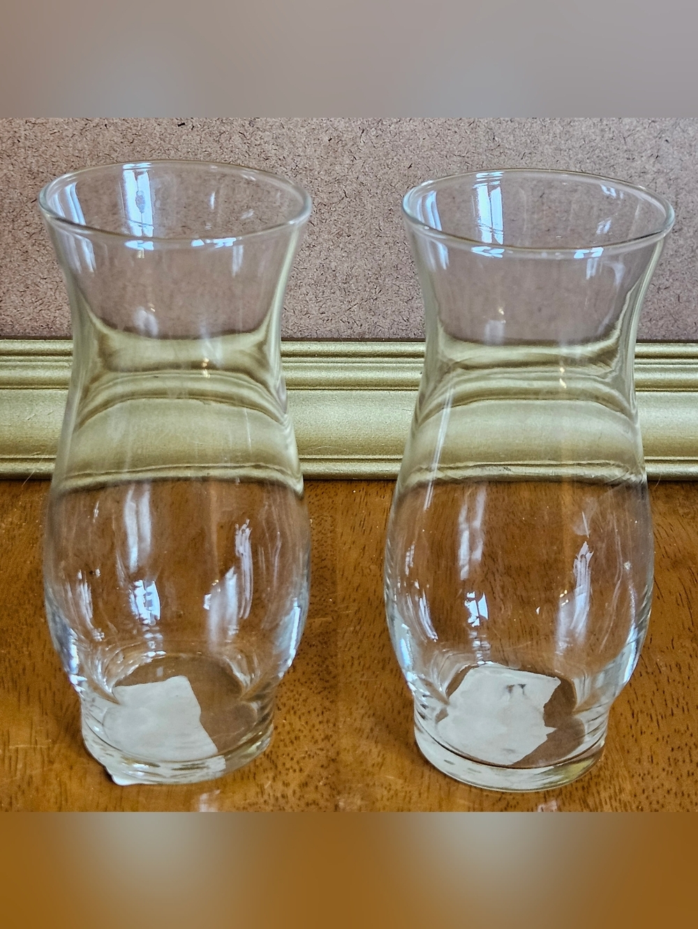 Set of 2 Clear Glass Hurricane Vases
